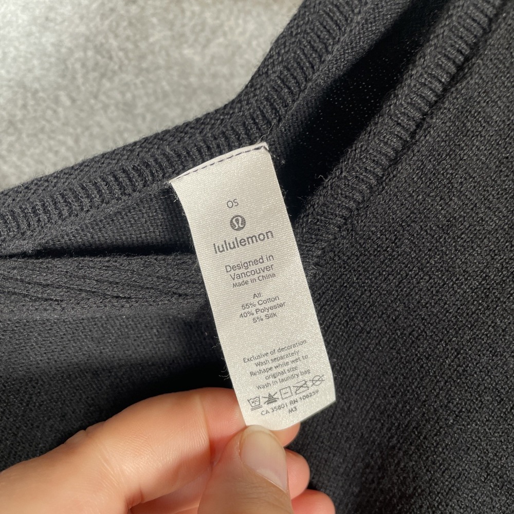 NWT Lululemon Free to Coast Wrap Black One Size Cotton Silk Cardigan Poncho - Picture 3 of 10